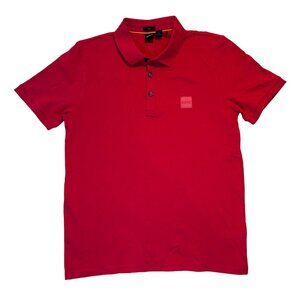 Mens Hugo Boss Slim Fit Red Polo Size Large Short Sleeve